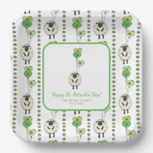 Kids St. Patrick’s Day Sheep & Shamrocks Pattern Paper Plate