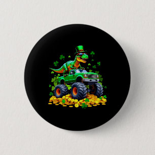 Kids St Patricks Day 2026 - Dinosaur Riding Monste 6 Cm Round Badge