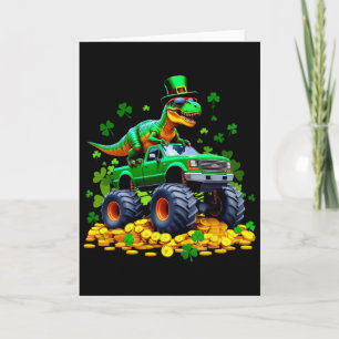 Kids St Patricks Day 2026 - Dinosaur Riding Monste Card