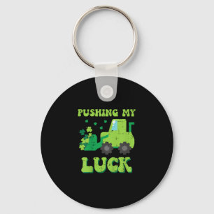 Kids St Patricks Day Bulldozer Pushing My Luck Sai Key Ring