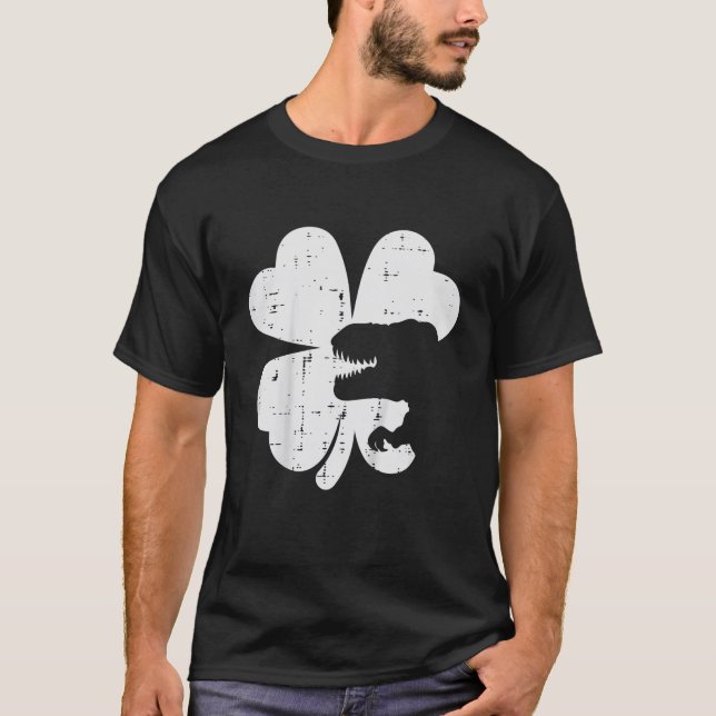 Kids St Patricks Day Dino Shamrock Saint Paddys Tr T-Shirt (Front)