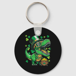 Kids St Patricks Day Dinosaur Saint Pattys Trex Bo Key Ring