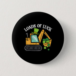 Kids St Patricks Day Excavator Loads Luck Saint Pa 6 Cm Round Badge