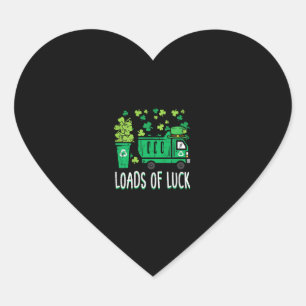 Kids St Patricks Day Garbage Truck Load Of Luck To Heart Sticker
