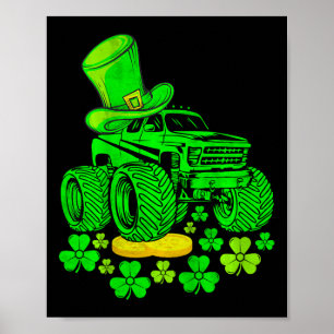 Kids St Patricks Day Irish Clovers Shamrocks Monst Poster