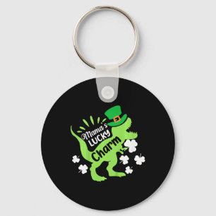 Kids St Patricks Day Mamas Lucky Charm Dinosaur Ir Key Ring