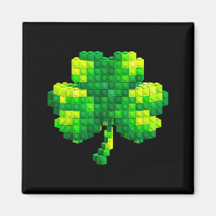 Kids st patricks day shamrock building blocks magnet