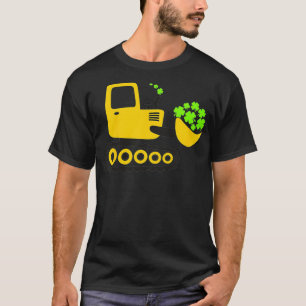 Kids St Patrick's Day Shamrocks Ecavator Digger Bo T-Shirt