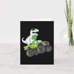 Kids St Patricks Day T Rex Riding Monster Truck Di Card