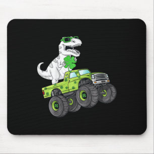 Kids St Patricks Day T Rex Riding Monster Truck Di Mouse Mat