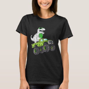 Kids St Patricks Day T Rex Riding Monster Truck Di T-Shirt