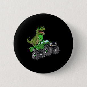 Kids St Patricks Day T Rex Riding Monster Truck To 6 Cm Round Badge