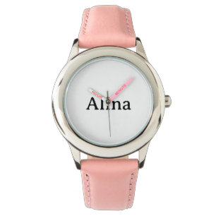 Kid's Stainless Steel Pink Leather Strap Watch