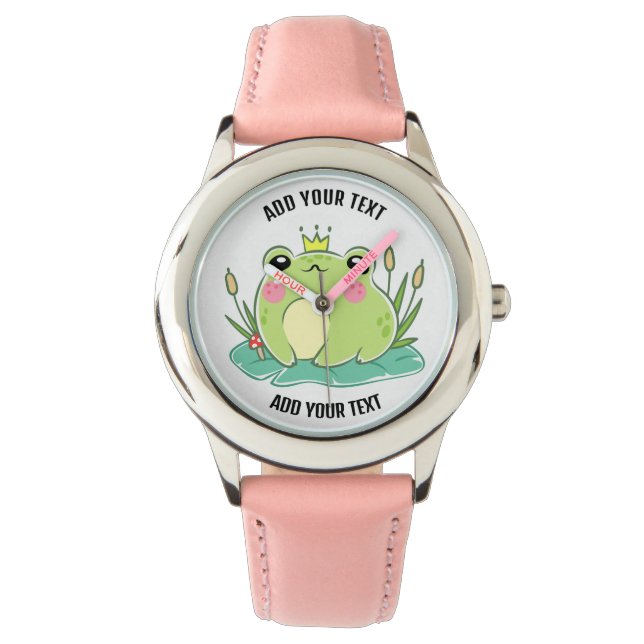 Kid's Stainless Steel Red Leather Strap Watch (Front)