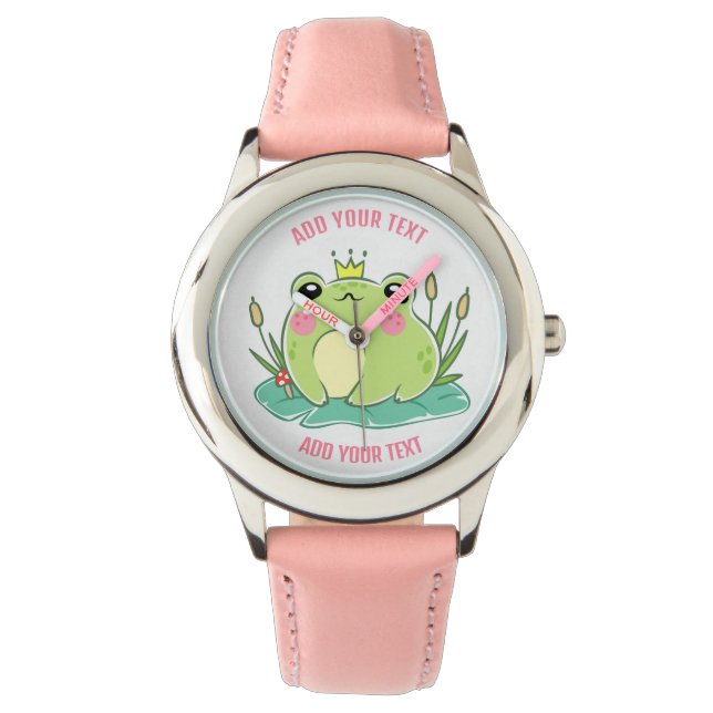 Kid's Stainless Steel Red Leather Strap Watch (Front)