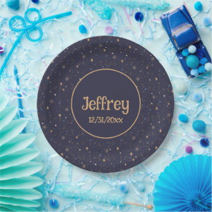 Kids Starry Night Sky Stars in Space Multicolor Paper Plate