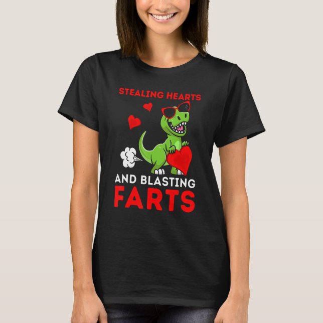 Kids Stealing Hearts And Blasting Farts Rex Cute T T-Shirt (Front)