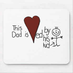 Kids Stick Figure Hearts Dad Mouse Mat