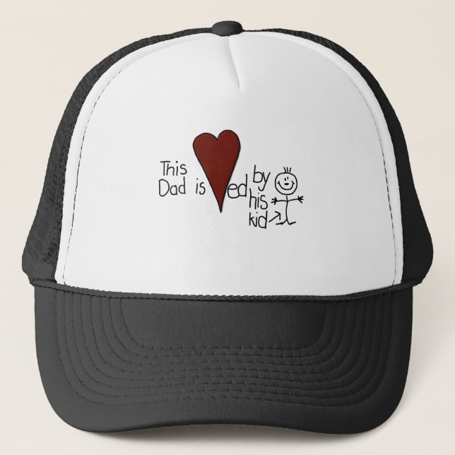 Kids Stick Figure Hearts Dad Trucker Hat (Front)