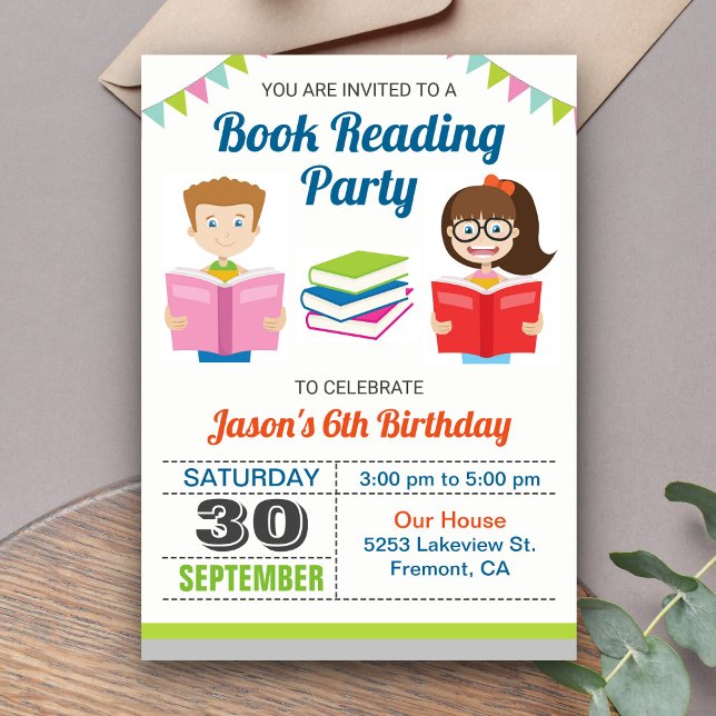 Kids Story Book Reading Birthday Party Invitation (Creator Uploaded)