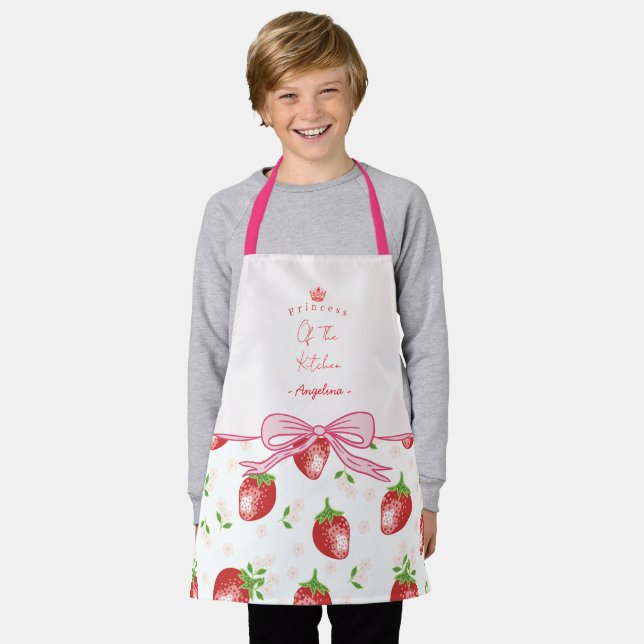     Kids Strawberry Apron | Custom Name (Worn)