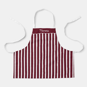 Kids Striped Autumn Burgundy and White Pattern  Apron