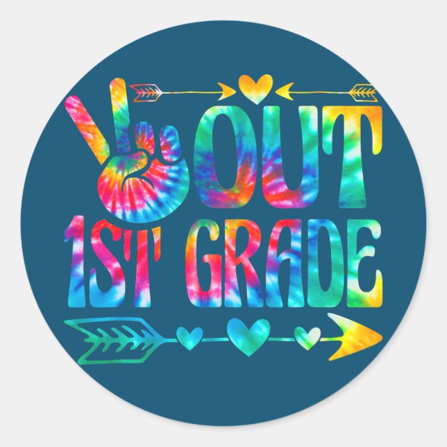 Kids Student Graduation Out 1st Grade Last Day Of Classic Round Sticker (Front)