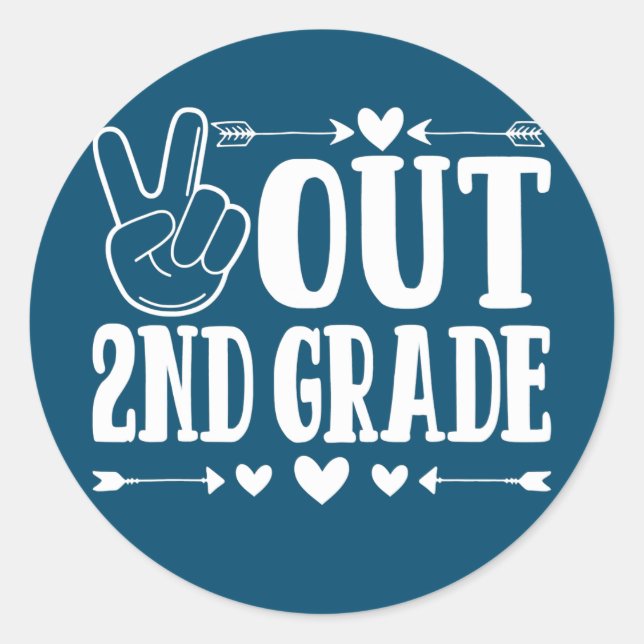 Kids Student Graduation Out 2nd Grade Last Day Of Classic Round Sticker (Front)