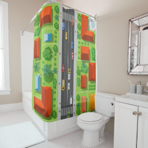 Kids Suburban Cars Shower Curtain