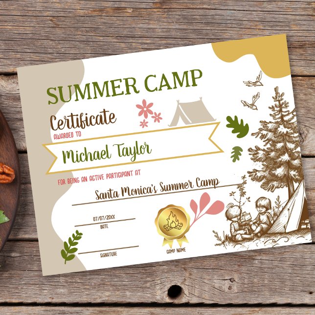 Kids Summer Camp Achievement Certificate (Creator Uploaded)