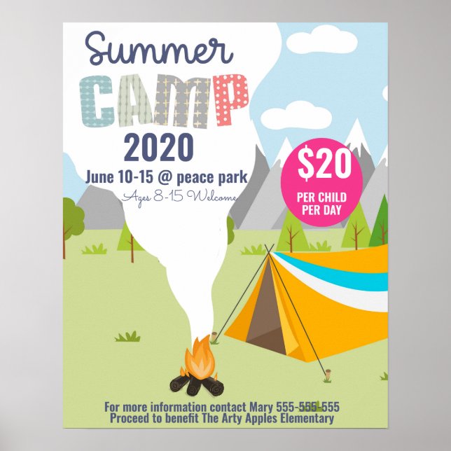 kids summer camp flyer, school camping out Flyer Poster (Front)