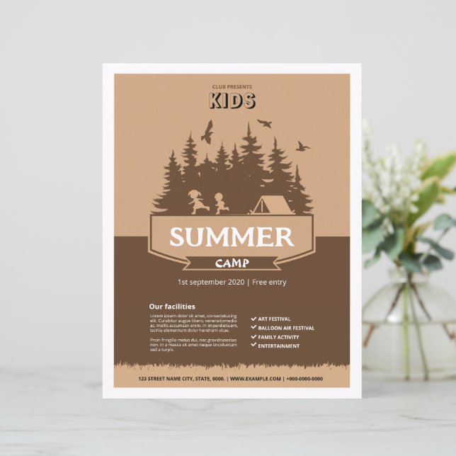 Kids summer camp flyer template  (Standing Front)
