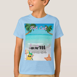 kids summer fat cat shirt