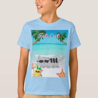 kids summer fat cat shirt