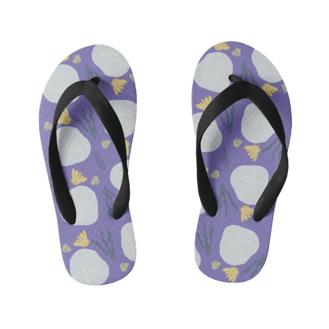 Kids Summer Sand Dollar Seashells Kid's Flip Flops (Footbed)