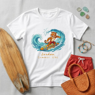 Kids Summer Vibe Orange Animal Graphic White T-Shirt