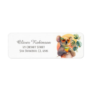 Kids Summer Watercolor Koala Return address 