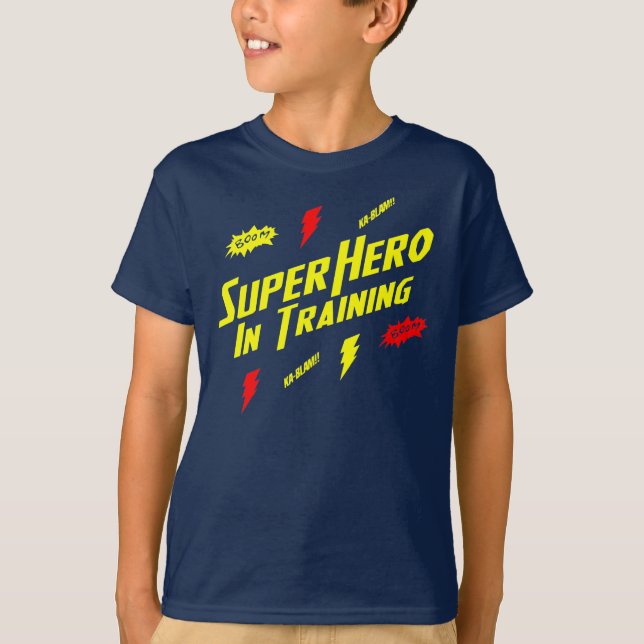 Kids Super Hero In Training T-Shirt - customisable (Front)