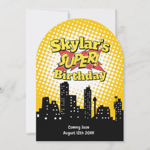 Kids Superhero Cartoon Movie Party Invitation 