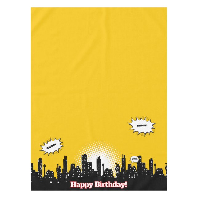 Kids Superhero Cartoon Movie Party  Tablecloth (Front)