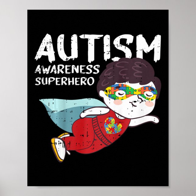 Kids Superhero Child Autism Awareness Gifts For Bo Poster (Front)