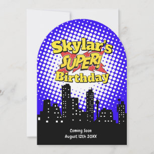 Kids Superhero Party Invitation - RIP 20s Funeral