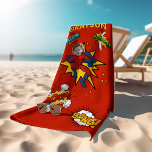 Kids Superhero Themed Beach Towel<br><div class="desc">This superhero themed beach towel which transforms your child into a superhero is perfect for kids swimming or holidays. The towel features,  a superhero with their photo incorporated and their name. The font styles,  sizes and colors can be changed after personalizing by clicking on the customize further link.</div>