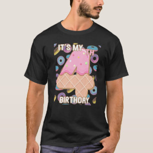 Kids Sweet Donut It's My 4th Birthday 4 Yrs Old T-Shirt