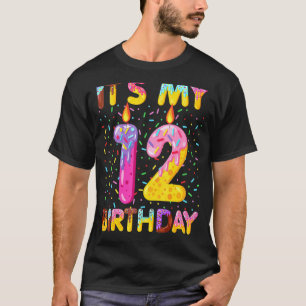 Kids Sweet Doughnut Its My 12th Birthday 12 Years T-Shirt