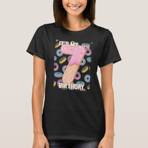Kids Sweet Doughnut It's My 7th Birthday  7 Yrs Ol T-Shirt