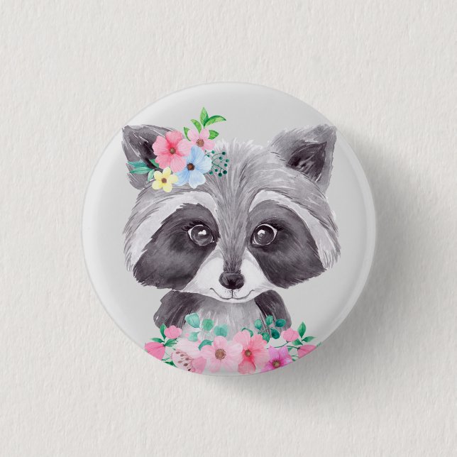 Kids Sweet Racoon Button (Front)