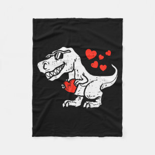 Kids T-rex Dino Hearts Cute Toddler Valentines Day Fleece Blanket