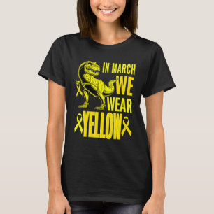 Kids T rex Dino March We Wear Yellow Endometriosis T-Shirt