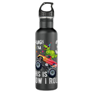 Kids T Rex Dinosaur Monster Truck 3rd Birthday Boy 710 Ml Water Bottle